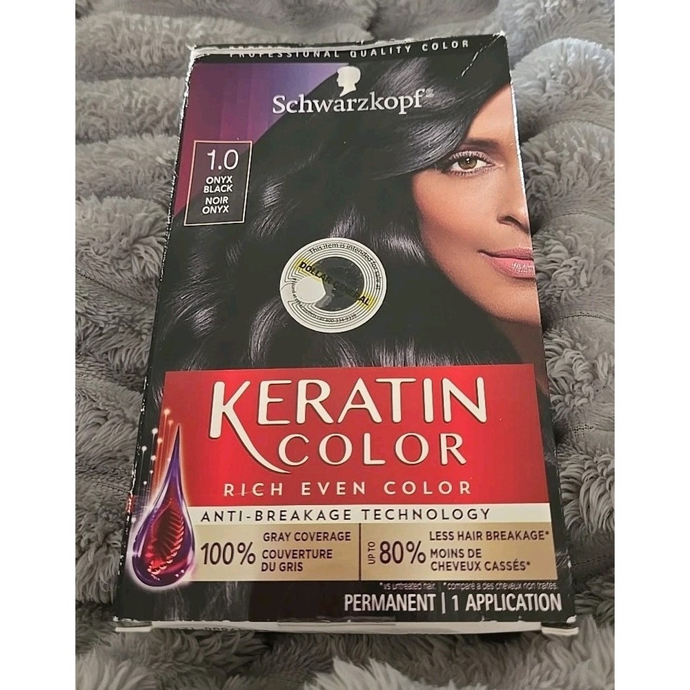 Schwarzkopf Keratin Color 1.0 Onyx Black Permanent Hair Color Anti-Breakage Kit